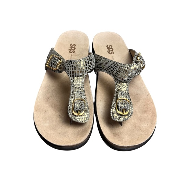 SAS Sanibel T-Strap Slide Comfort Sandals in Olive Gold 8.5 - Picture 3 of 6